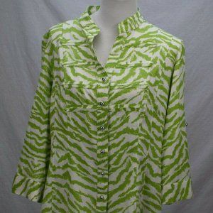 Kathy Che Womens Size XL V-Neck Blouse LS
